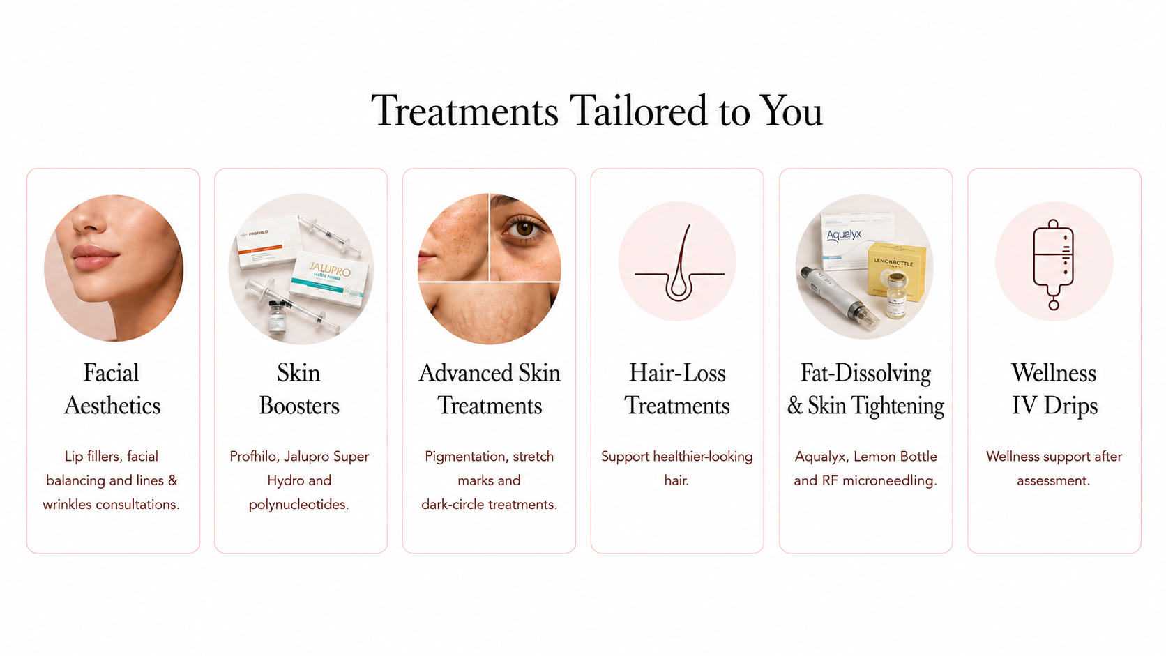 Amora Aesthetics treatments — Facial Aesthetics, Skin Boosters, Microneedling, Hair Restoration, Body Tightening, Wellness Infusions